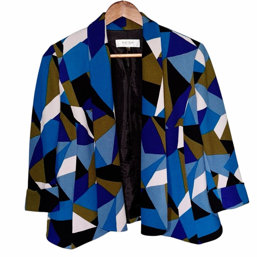 Jones Studio Separates Triangle Geometric Open Front Blazer Size 8
